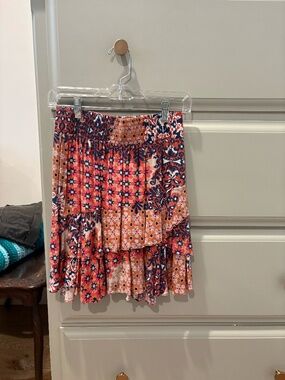 Cabi Boho Patchwork Tiered Ruffle Mini Skirt | XS